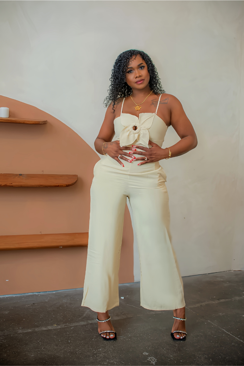 Sun-Kissed Bloom" Bow Front Jumpsuit